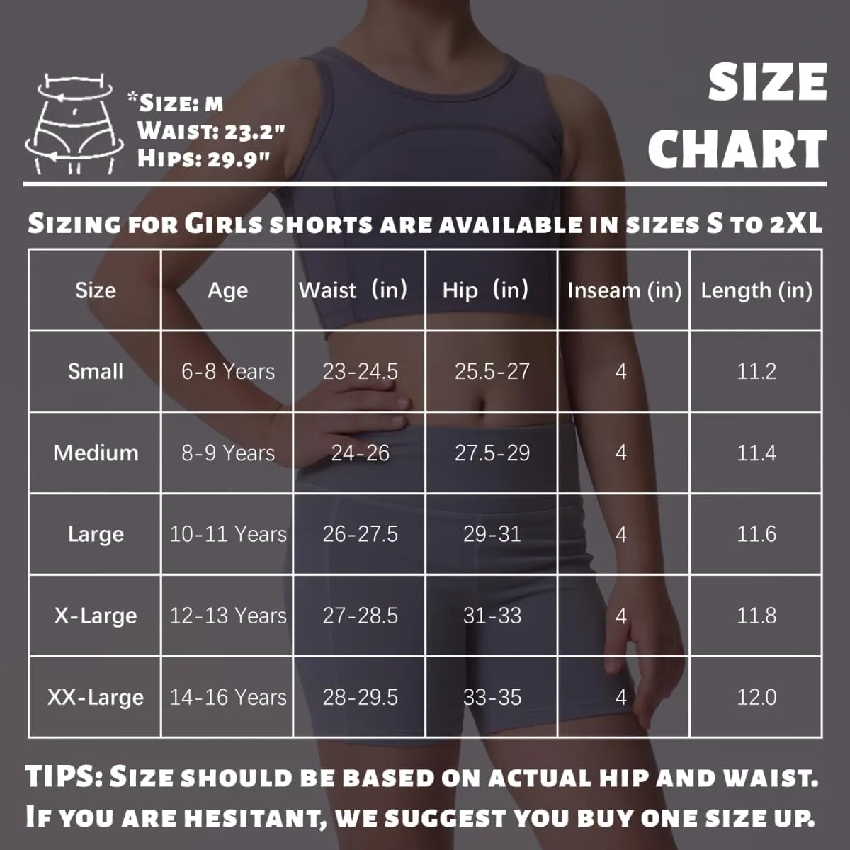 3 Pack Girls Athletic 4" Bike Shorts, High Waisted Workout Running Summer Yoga Short for Kids S-2XL