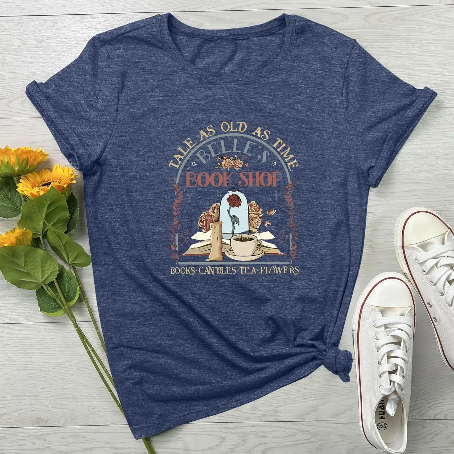 BLACKMYTH Women Book Shop Graphic Tees Soft Crewneck Tshirts