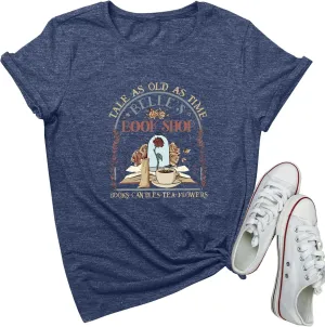 BLACKMYTH Women Book Shop Graphic Tees Soft Crewneck Tshirts