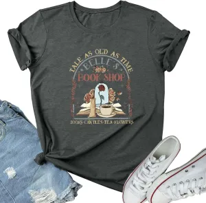 BLACKMYTH Women Book Shop Graphic Tees Soft Crewneck Tshirts
