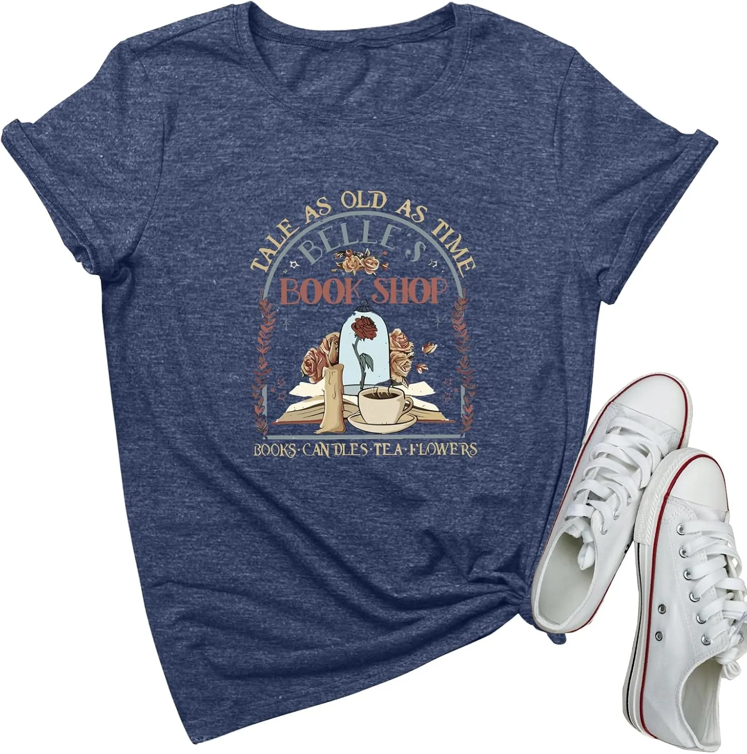BLACKMYTH Women Book Shop Graphic Tees Soft Crewneck Tshirts