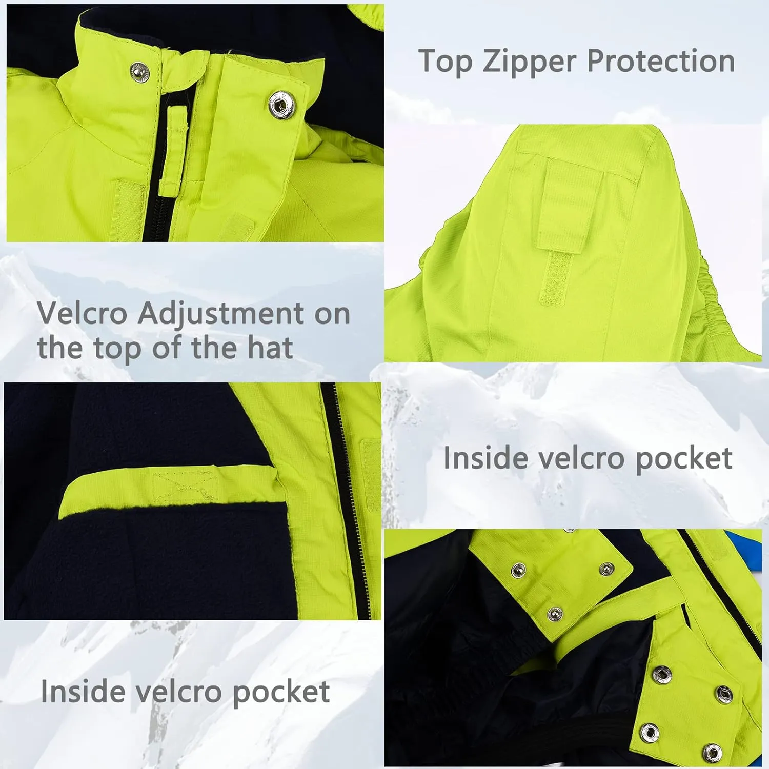 Boy's Waterproof Ski Jacket,Kids Warm Winter Snow Coat,Hooded Fleece Outwear,Windproof RainCoat