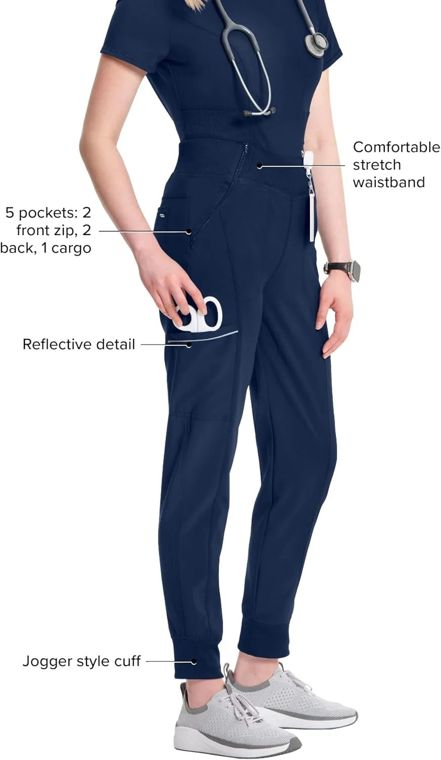Cherokee Infinity Womens Scrub Jogger Pants Mid Rise with 5 Pockets, 360 Stretch Fabric - CK110A