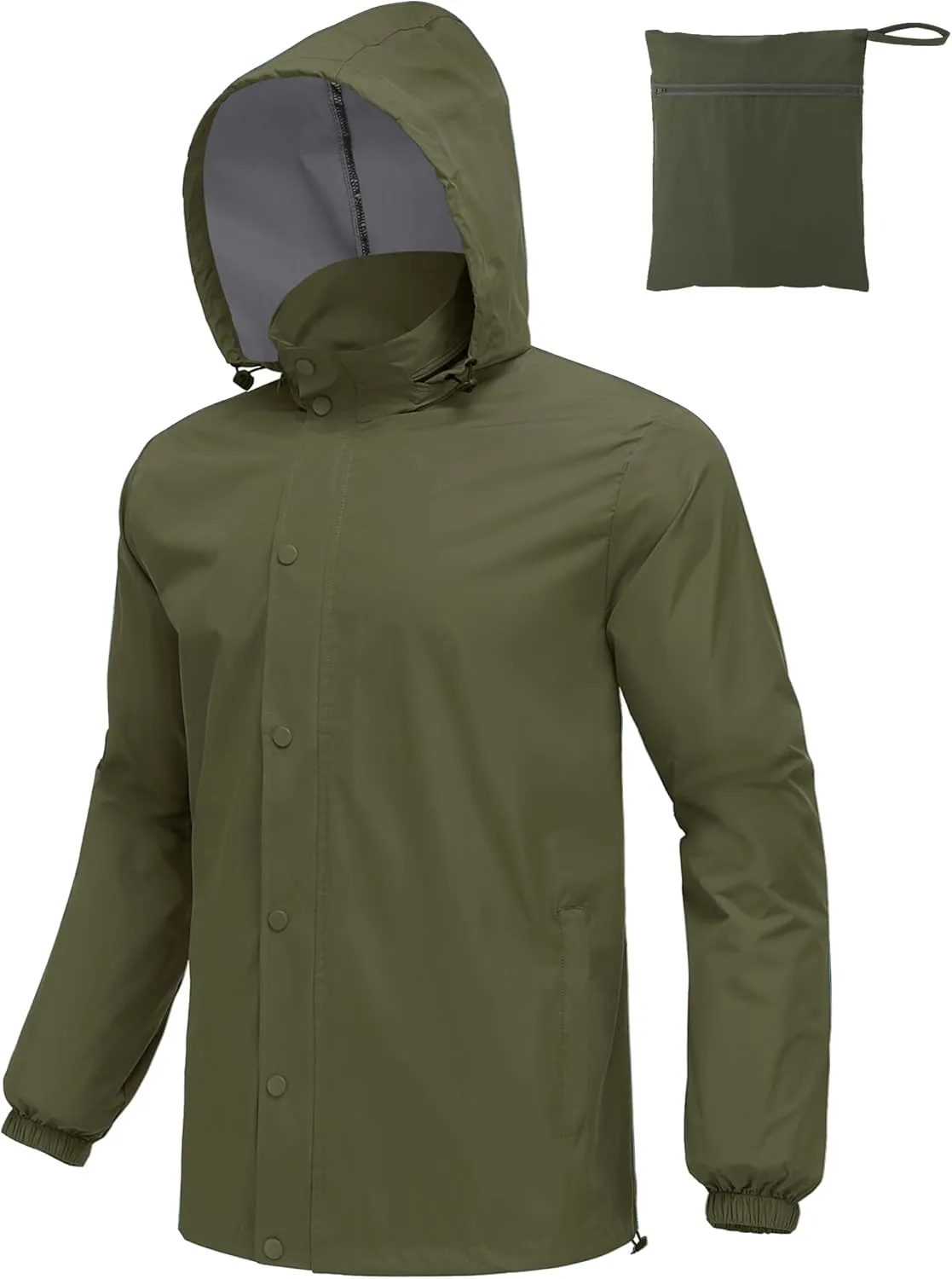 COOFANDY Men's Rain Jacket Waterproof Packable Raincoat Lightweight Rain Shell Hood Travel Golf Hiking Cycling Zip Pockets