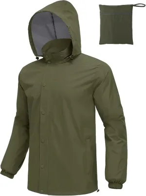 COOFANDY Men's Rain Jacket Waterproof Packable Raincoat Lightweight Rain Shell Hood Travel Golf Hiking Cycling Zip Pockets