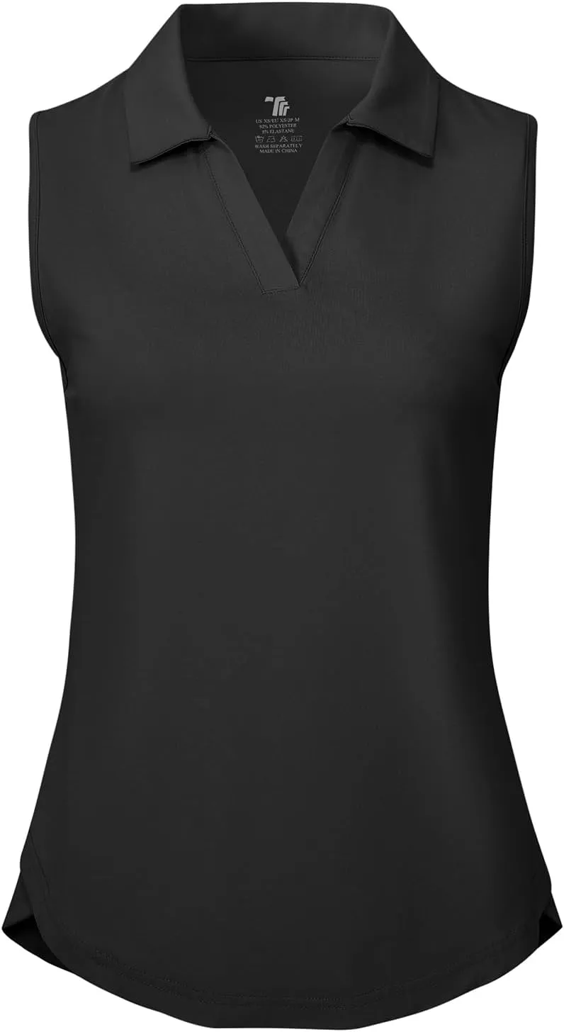 Gopune Women's Sleeveless Golf Shirts Quick Dry Lightweight UPF 50  Tennis Polo Shirts Collared V-Neck Tank Tops