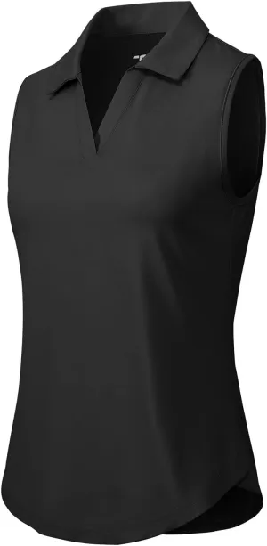 Gopune Women's Sleeveless Golf Shirts Quick Dry Lightweight UPF 50  Tennis Polo Shirts Collared V-Neck Tank Tops