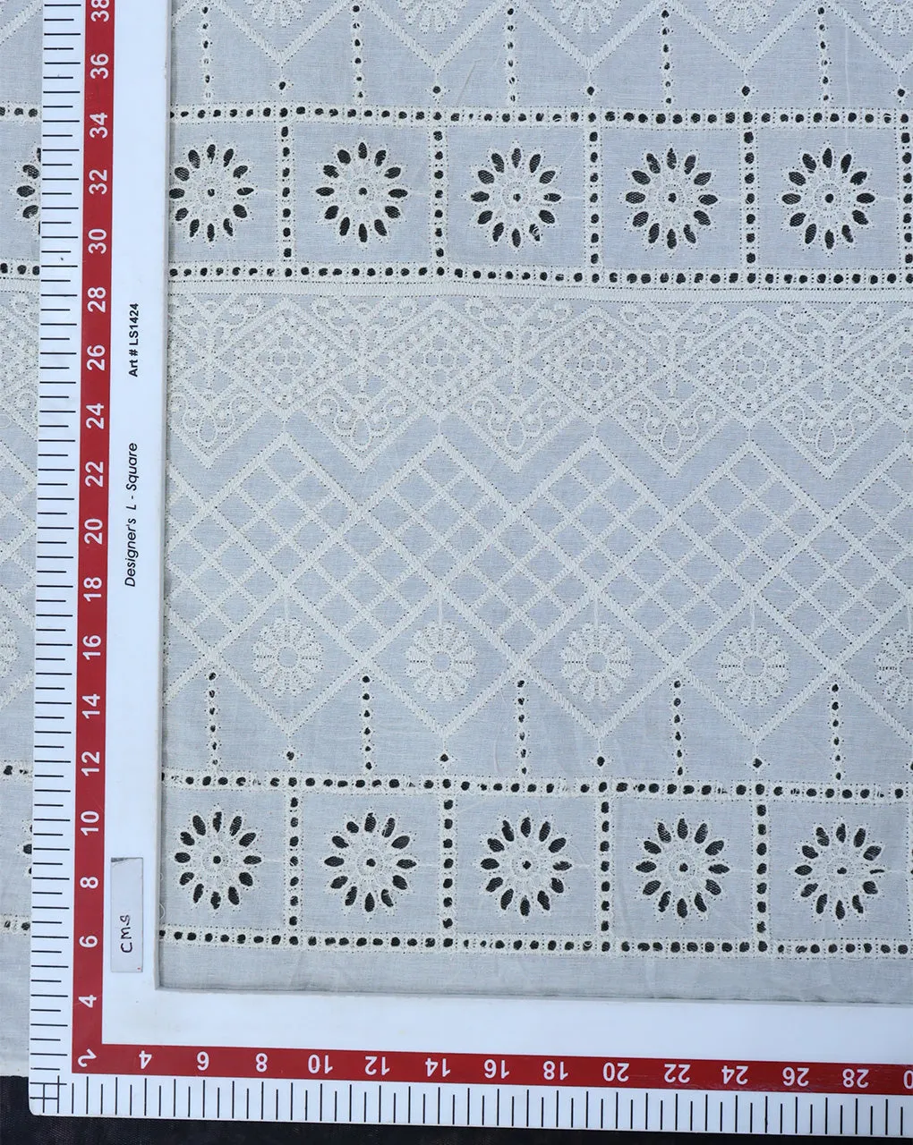 GREIGE COTTON SCHIFFLI EMBROIDERY FABRIC (WIDTH-42 INCHES)