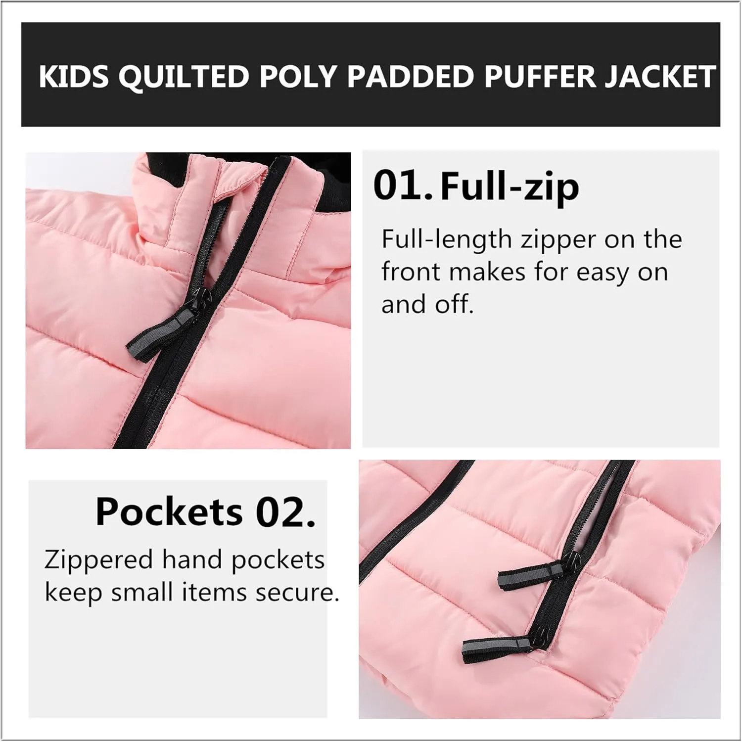 Hiheart Boys Girls Thick Padded Winter Coat Warm Hooded Jacket