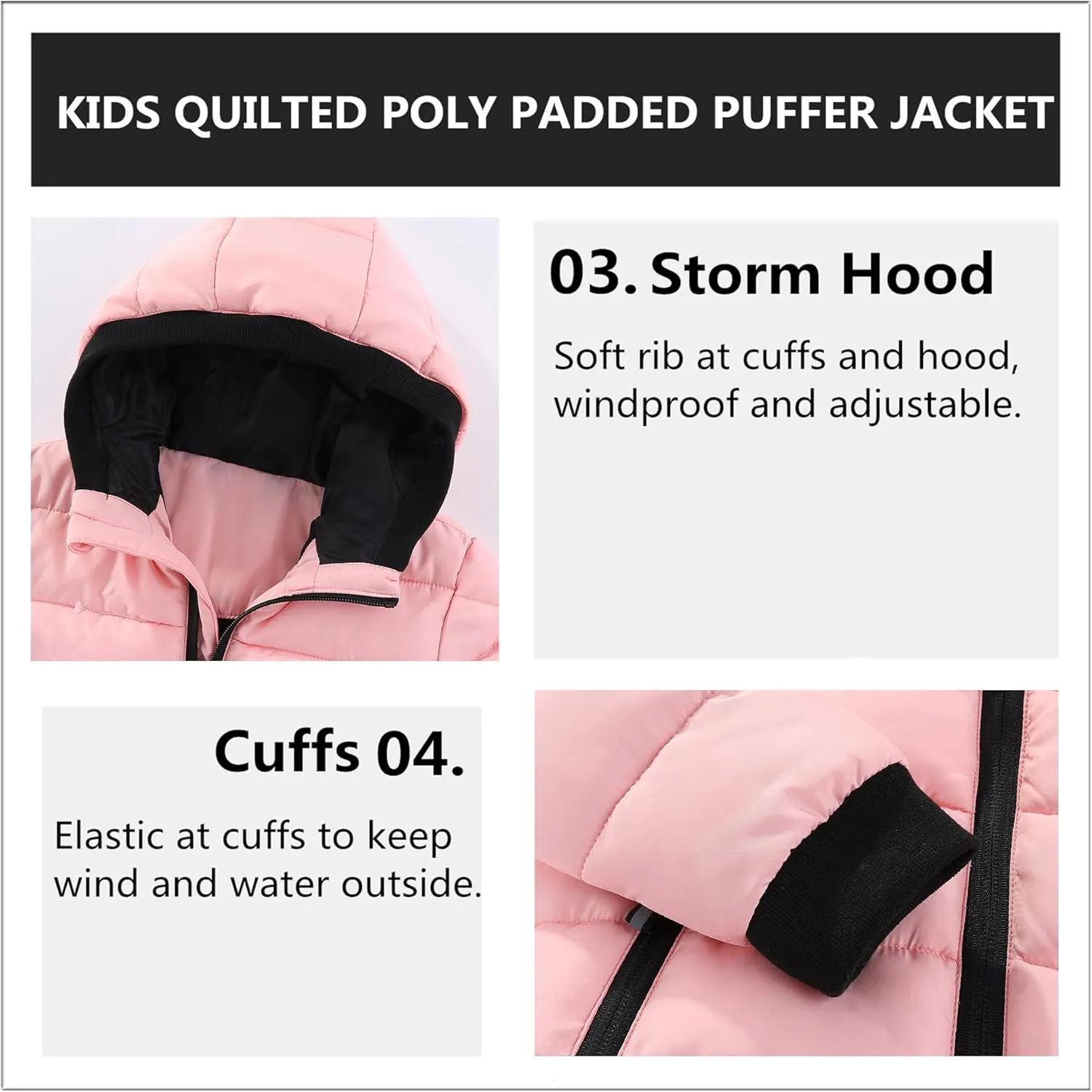 Hiheart Boys Girls Thick Padded Winter Coat Warm Hooded Jacket