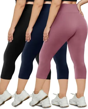 HLTPRO 3 Pack Plus Size Leggings for Women(X-Large - 4X)- High Waist Stretchy Soft Pants for Workout Running Yoga