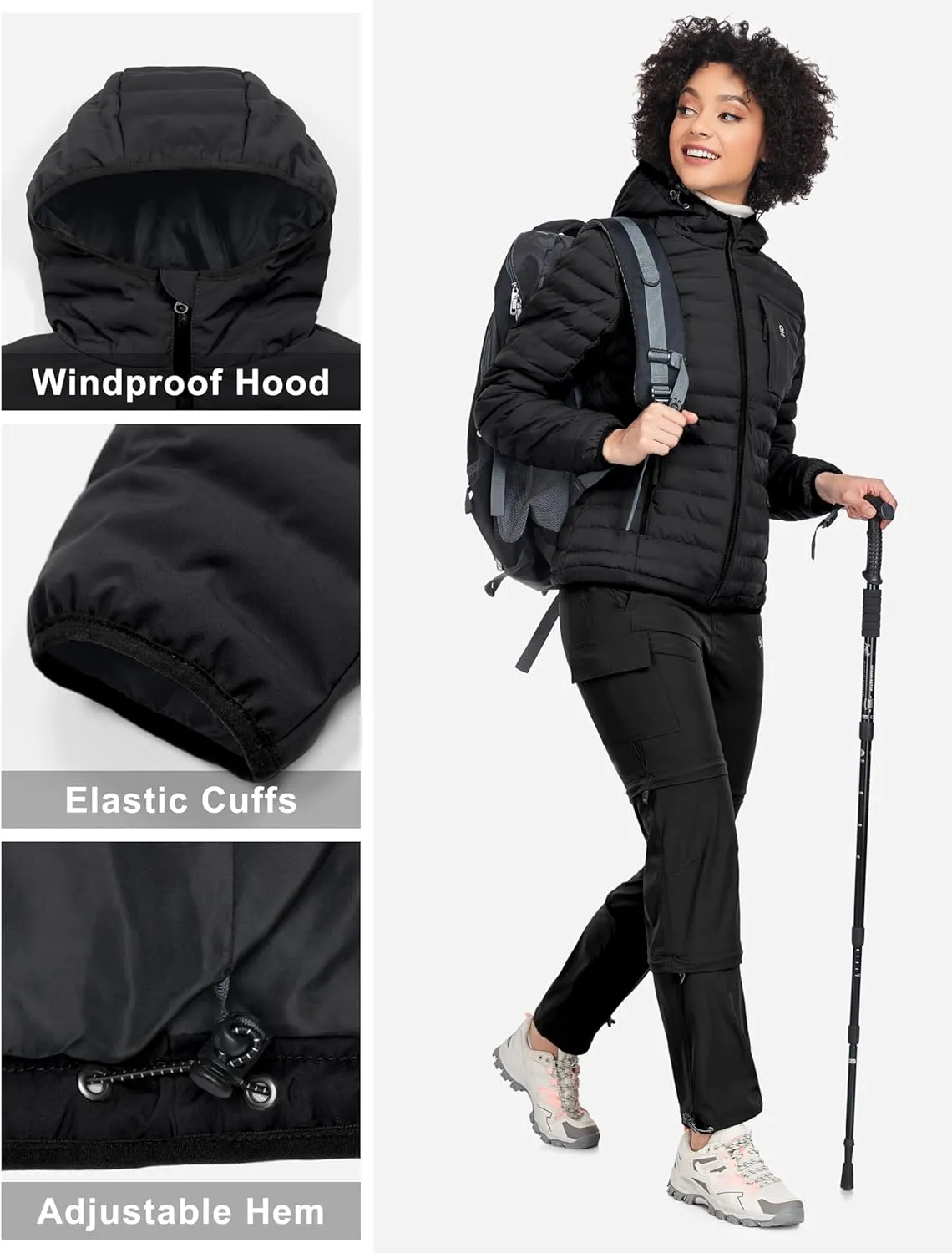 Little Donkey Andy Women's Warm Waterproof Puffer Jacket Hooded Windproof Winter Coat with Recycled Insulation