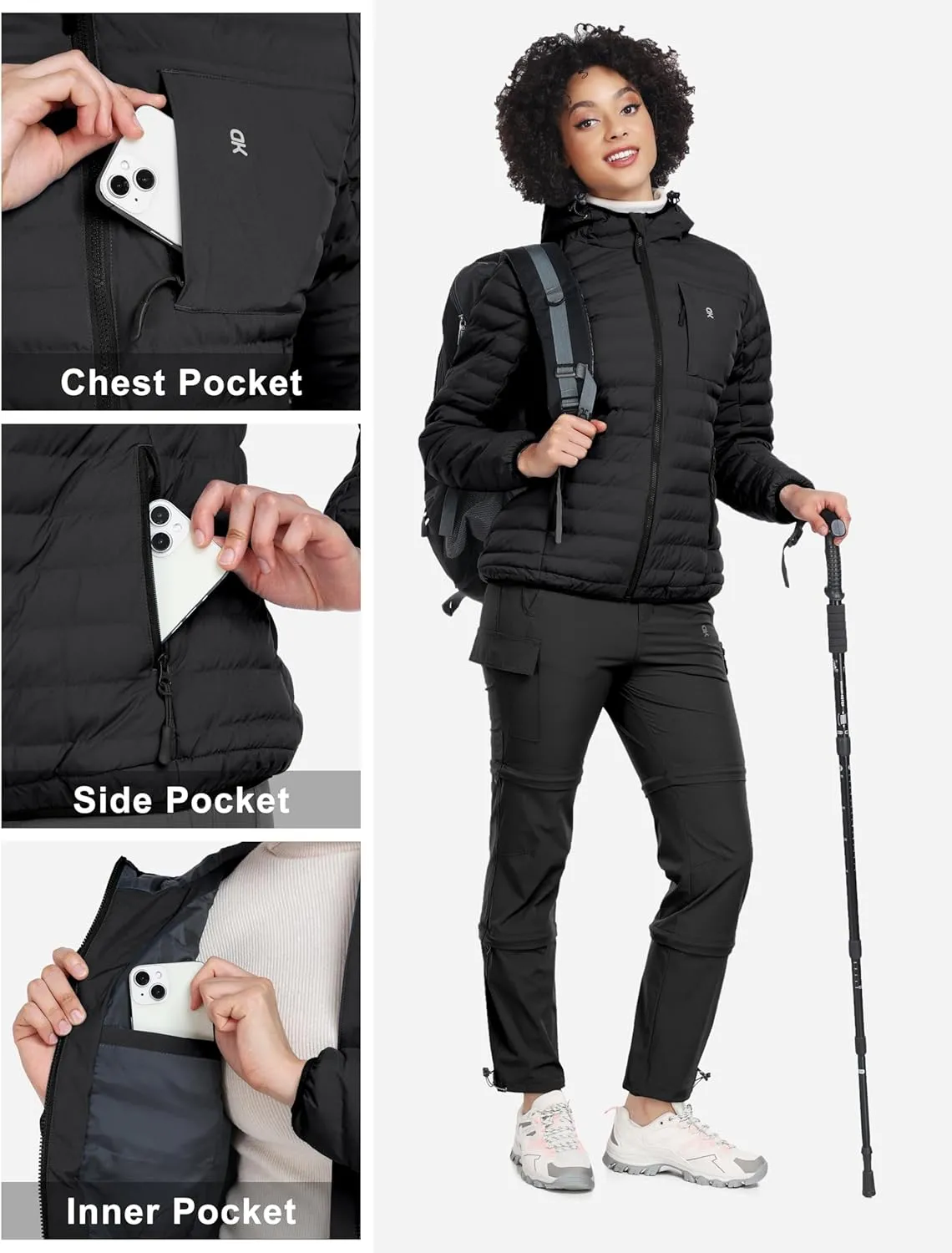 Little Donkey Andy Women's Warm Waterproof Puffer Jacket Hooded Windproof Winter Coat with Recycled Insulation