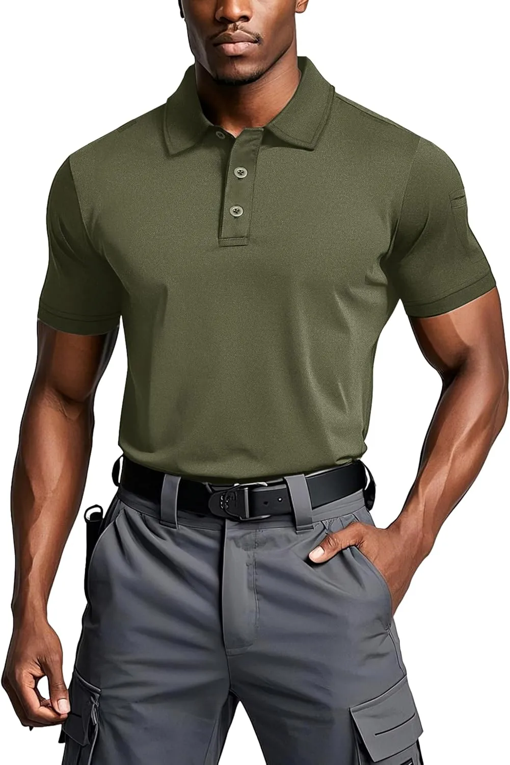 MAGCOMSEN Men's Polo Shirts Tactical UPF 50  Quick Dry Performance Short Sleeve Work Golf Shirts Lightweight Collared Pique