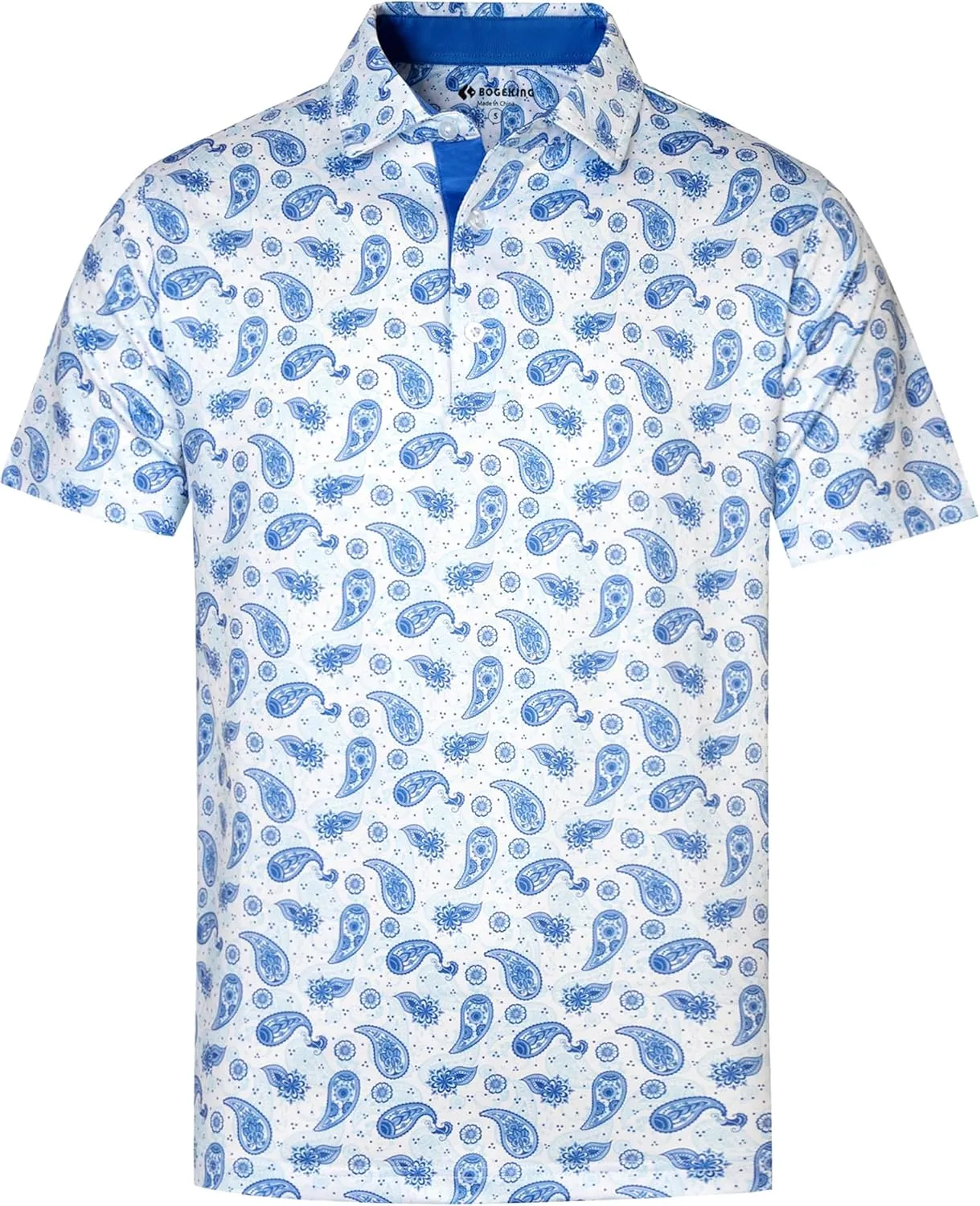 Mens Golf Shirts Short Sleeve Print Dry Fit Moisture Wicking Performance Polo Shirt