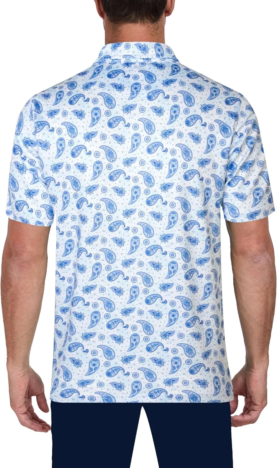 Mens Golf Shirts Short Sleeve Print Dry Fit Moisture Wicking Performance Polo Shirt