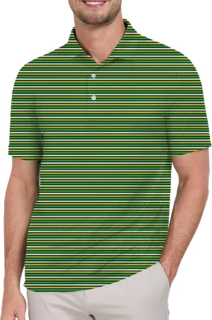 Mens Golf Shirts Short Sleeve Print Dry Fit Moisture Wicking Performance Polo Shirt