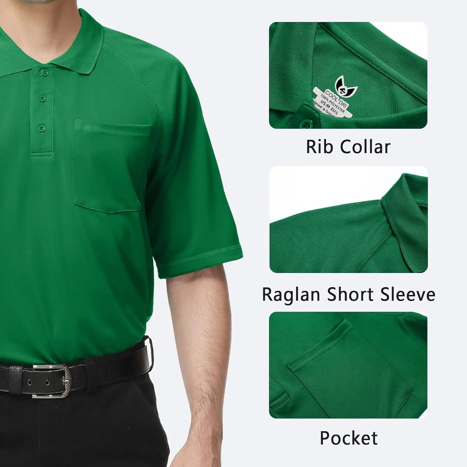 Mens Moisture Wicking Golf Polo Shirts UPF 50  Short Sleeve Shirt M-5XL