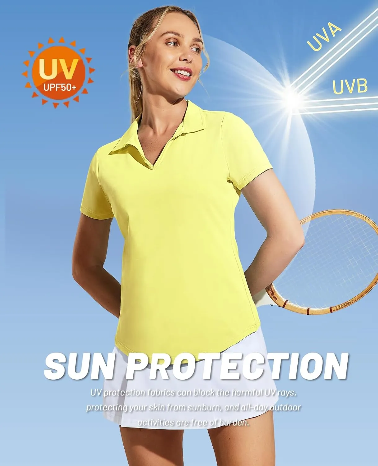 MIER Women's Golf Polo Shirts Collared V Neck Short Sleeve Tennis Shirt, Dry Fit, Moisture Wicking