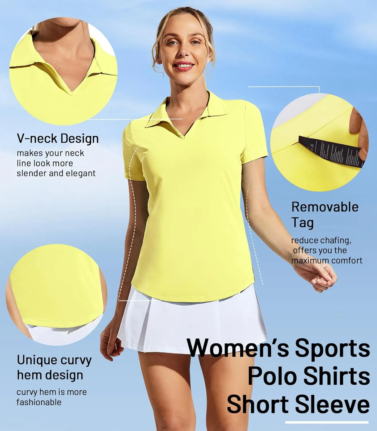 MIER Women's Golf Polo Shirts Collared V Neck Short Sleeve Tennis Shirt, Dry Fit, Moisture Wicking