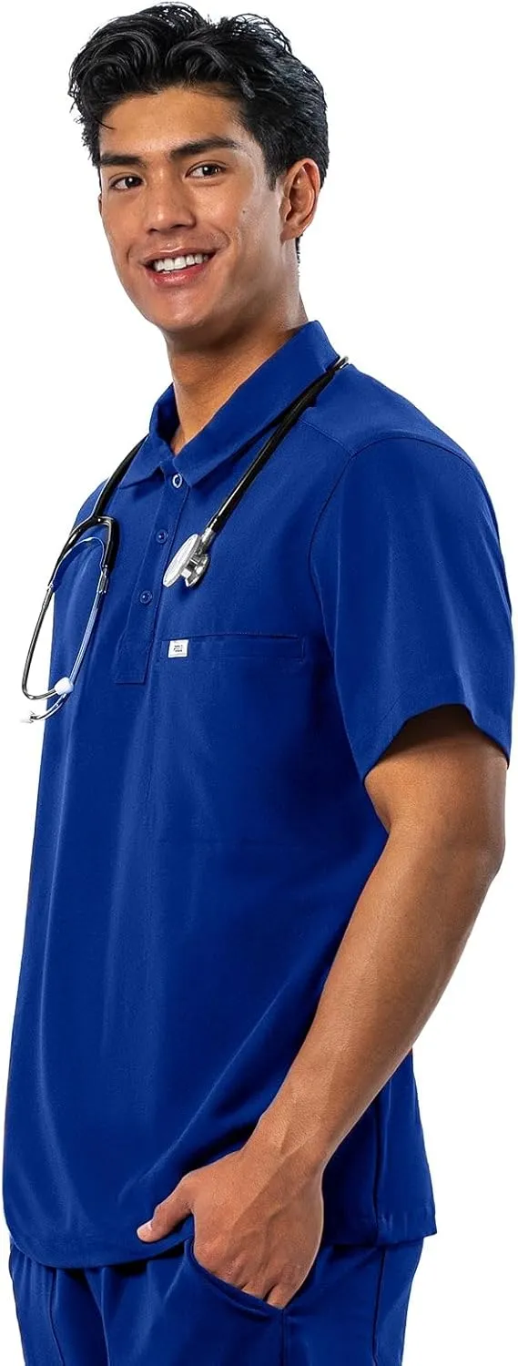 Peelz Jack 4-Pocket Polo Scrub Tops for Men - Soft Stretch Fabric Scrubs, Fashion-Forward Men's Scrub Top, Classic Fit