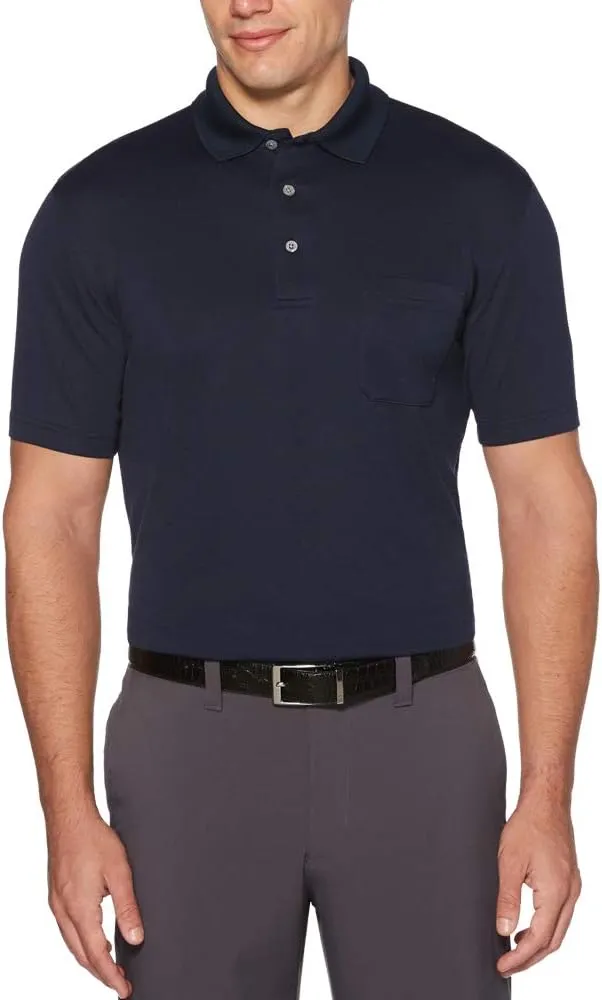 PGA TOUR Men's Short Sleeve Airflux Solid Polo Shirt with Pocket