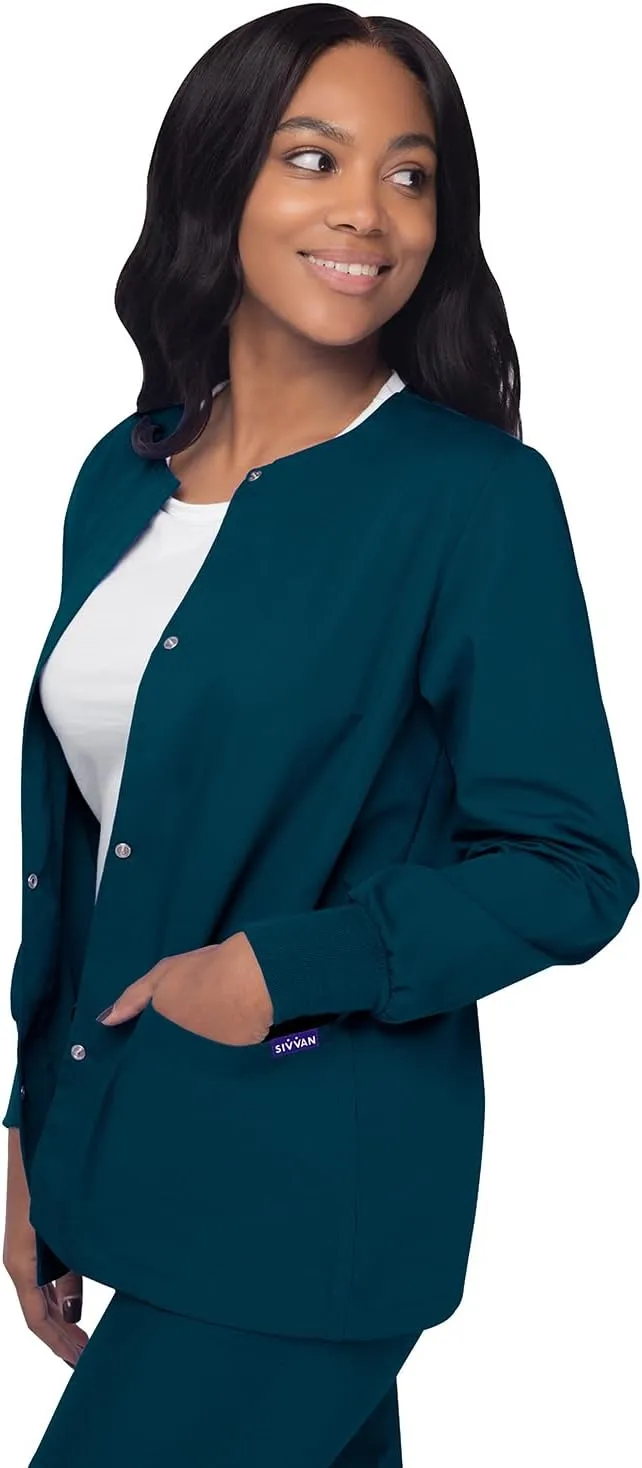 Sivvan Scrubs for Women - Front Snap Warm - Up Jacket