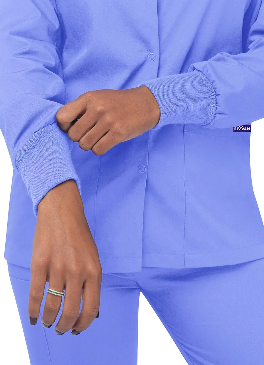 Sivvan Scrubs for Women - Front Snap Warm - Up Jacket
