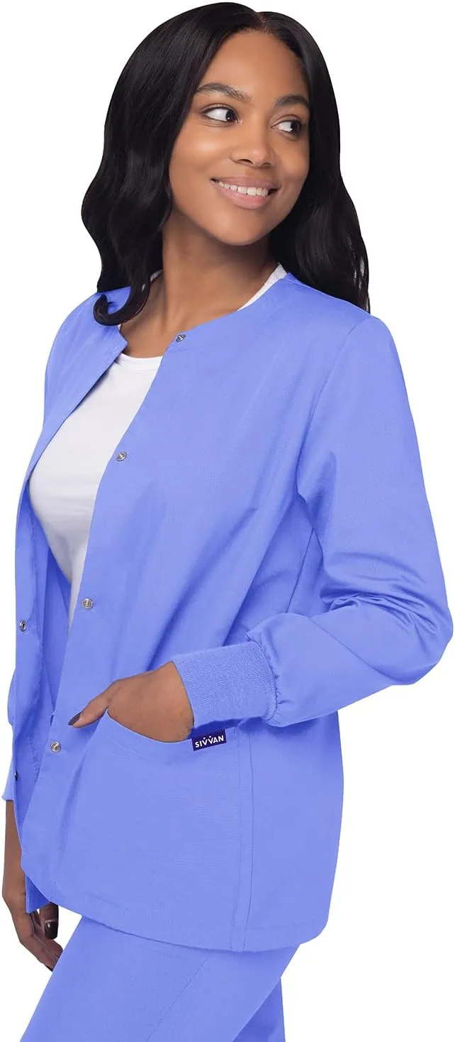 Sivvan Scrubs for Women - Front Snap Warm - Up Jacket