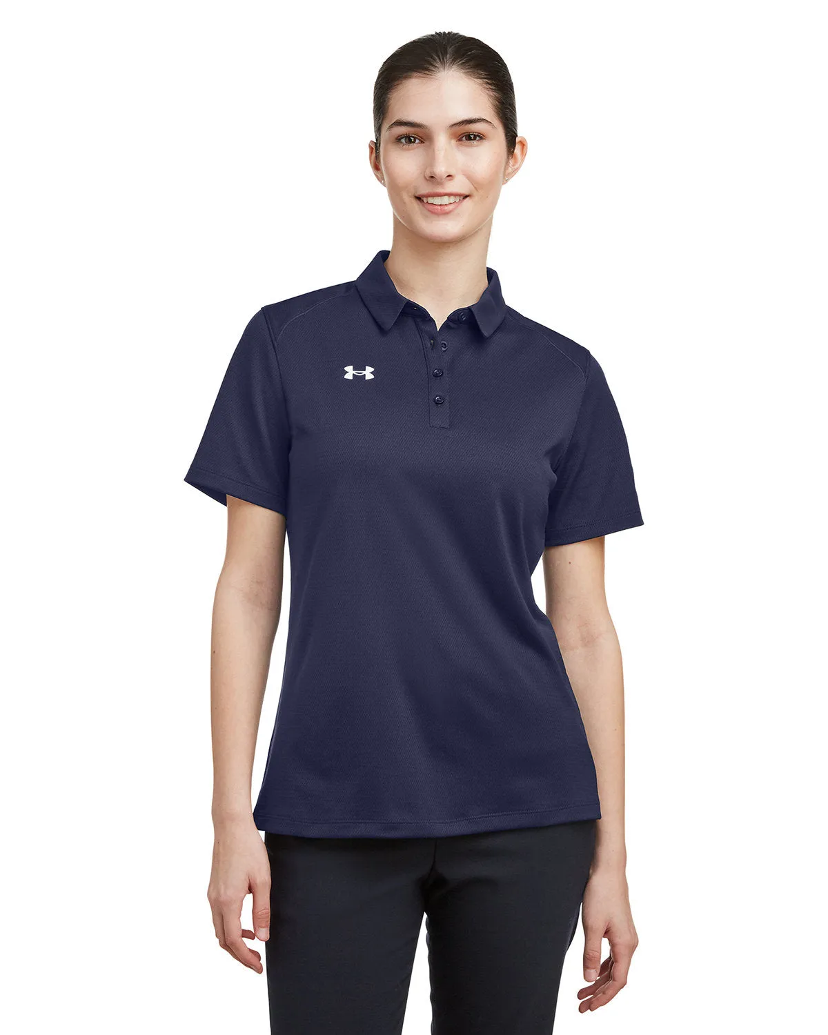 Under Armour Ladies Tech Branded Polos, Medium Navy