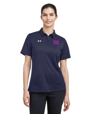 Under Armour Ladies Tech Branded Polos, Medium Navy