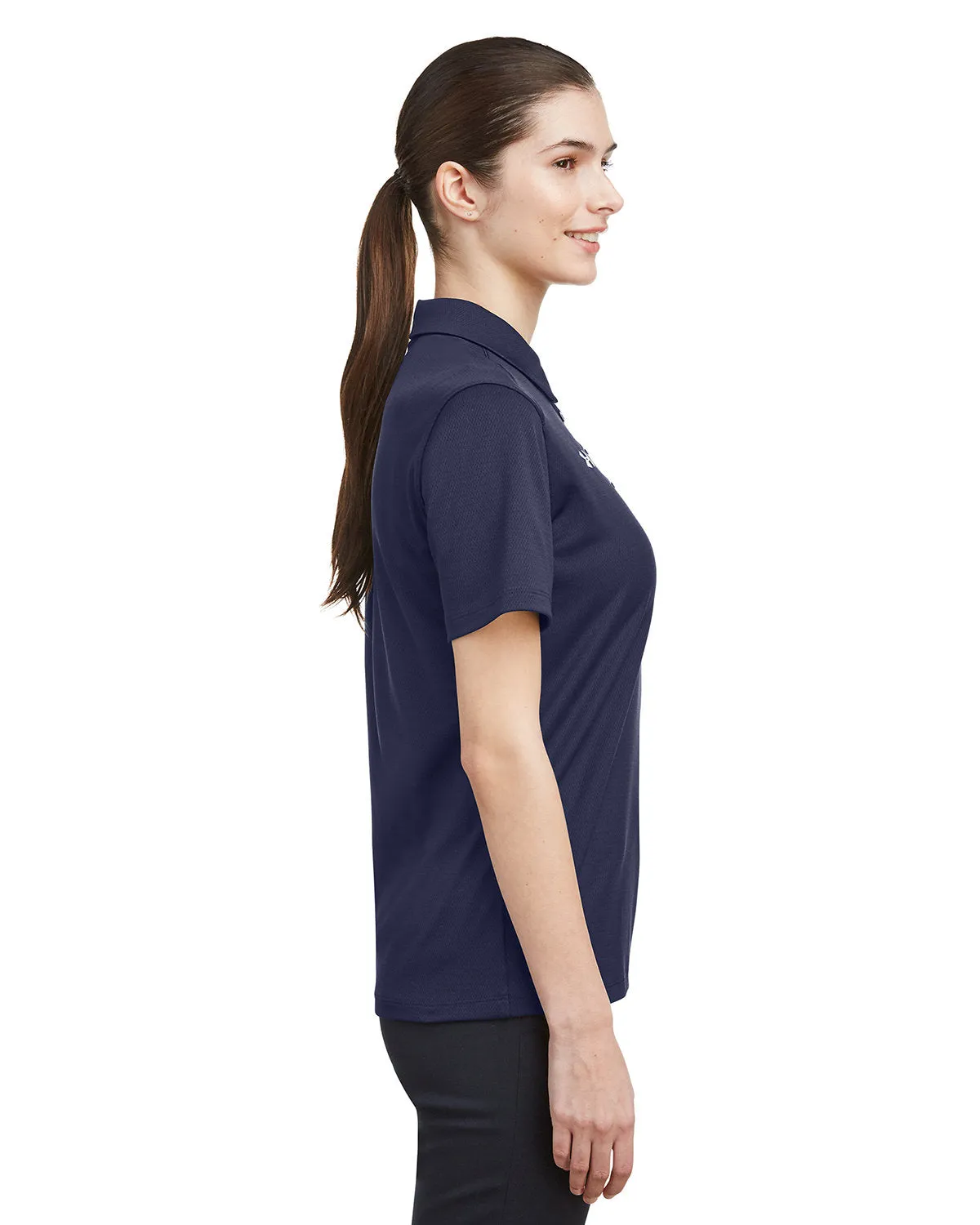 Under Armour Ladies Tech Branded Polos, Medium Navy