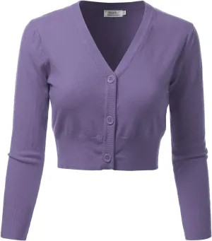 Women's 3/4 Sleeve Soft Open Front Cropped Sweater Cardigan (S-XXL)
