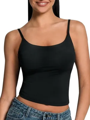Women's Scoop Neck Tank Top Adjustable Spaghetti Strap Camisole Sleeveless Going Out y2k Tops Slim Fit Cami Tank