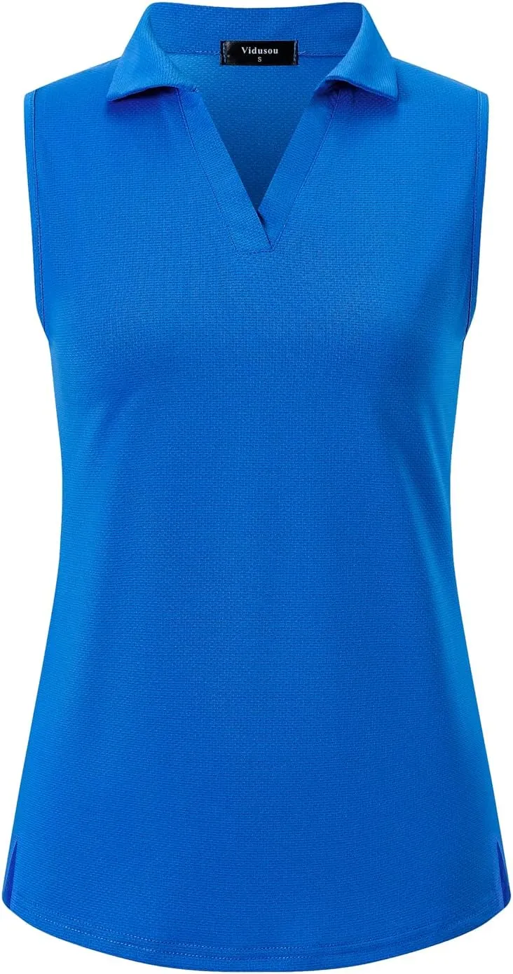 Womens Sleeveless Golf Polo Shirts Lightweight Tennis Sport Tops